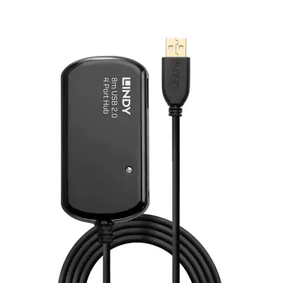 Lindy Rallonge active USB 2.0 Pro avec Hub 4 ports, 8m - Switchs et Hubs - visuel 2