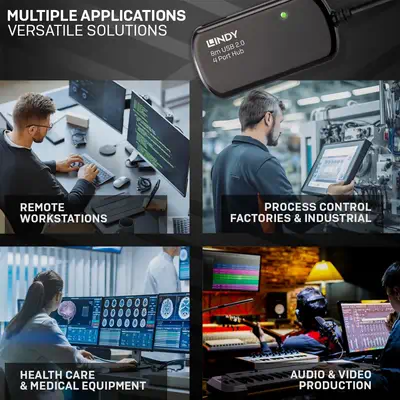 Lindy Rallonge active USB 2.0 Pro avec Hub 4 ports, 8m - Switchs et Hubs - visuel 4