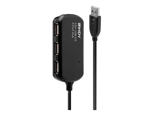 LINDY Rallonge active USB 2.0 Pro avec Hub 4 ports 12m - Lindy - Câble USB - visuel 1