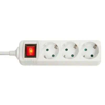 Multiprise 3 prises Schuko avec interrupteur, blanc - Lindy - Onduleur - visuel 1