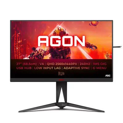 AOC AGON 5 AG275QZN/EU écran plat de PC 68,6 cm (27") 2560 x 1440 pixels Quad HD Noir, Rouge - Ecran Ordinateur - visuel 1