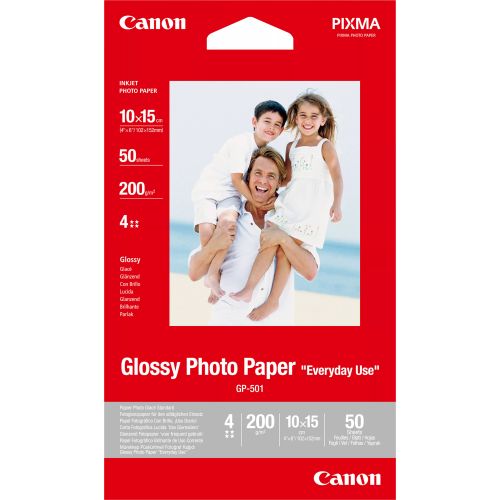 Revendeur officiel Papier CANON PHOTO PAPER GLOSSY (GP-501) 4x6 50 Sheets