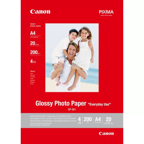 Revendeur officiel Papier CANON PHOTO PAPER GLOSSY (GP-501) A4 20 Sheets