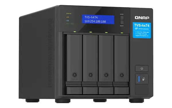 QNAP TVS-H474-PT-8G 4-bay QuTS hero NAS Intel Pentium QNAP - visuel 1 - hello RSE - Construire un environnement réseau 2.5GbE à grande vitesse