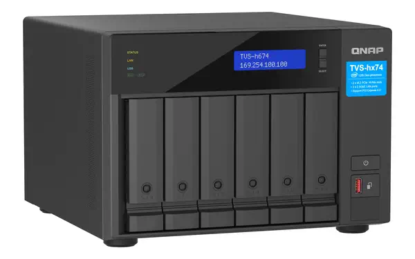 QNAP TVS-h674 NAS Tower Intel® Core™ i3 i3-12100 QNAP - visuel 1 - hello RSE - Accroître les performances du NAS avec des disques SSD M.2 ou TPU