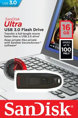 SanDisk Ultra lecteur USB flash 16 Go USB Type-A 3.2 Gen 1 (3.1 Gen 1) Noir - Sandisk - Adaptateur stockage - visuel 8