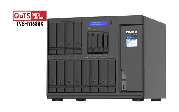 QNAP TVS-h1688X NAS Tower Intel® Xeon® W-1250 32 Go DDR4 0 To QuTS hero Noir - Serveur NAS - visuel 6