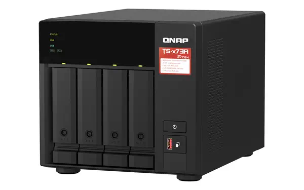 QNAP TS-473A NAS Tower Ryzen Embedded V1500B 8 Go DDR4 0 To QNAP Turbo System Noir - Serveur NAS - visuel 4