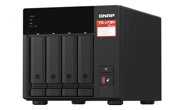 QNAP TS-473A NAS Tower Ryzen Embedded V1500B 8 Go DDR4 0 To QNAP Turbo System Noir - Serveur NAS - visuel 5