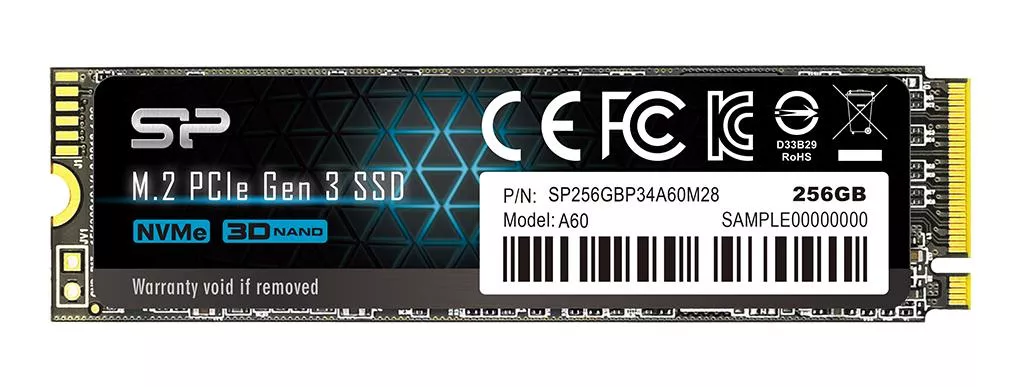 Revendeur officiel Disque dur SSD SILICON POWER SSD P34A60 256Go M.2 PCIe Gen3 x4