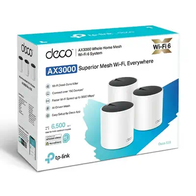 TP-Link DECO X55 (3-Pack) Bi-bande (2,4 GHz / 5 GHz) Wi-Fi 6 (802.11ax) Blanc Interne - Borne Wifi - visuel 3