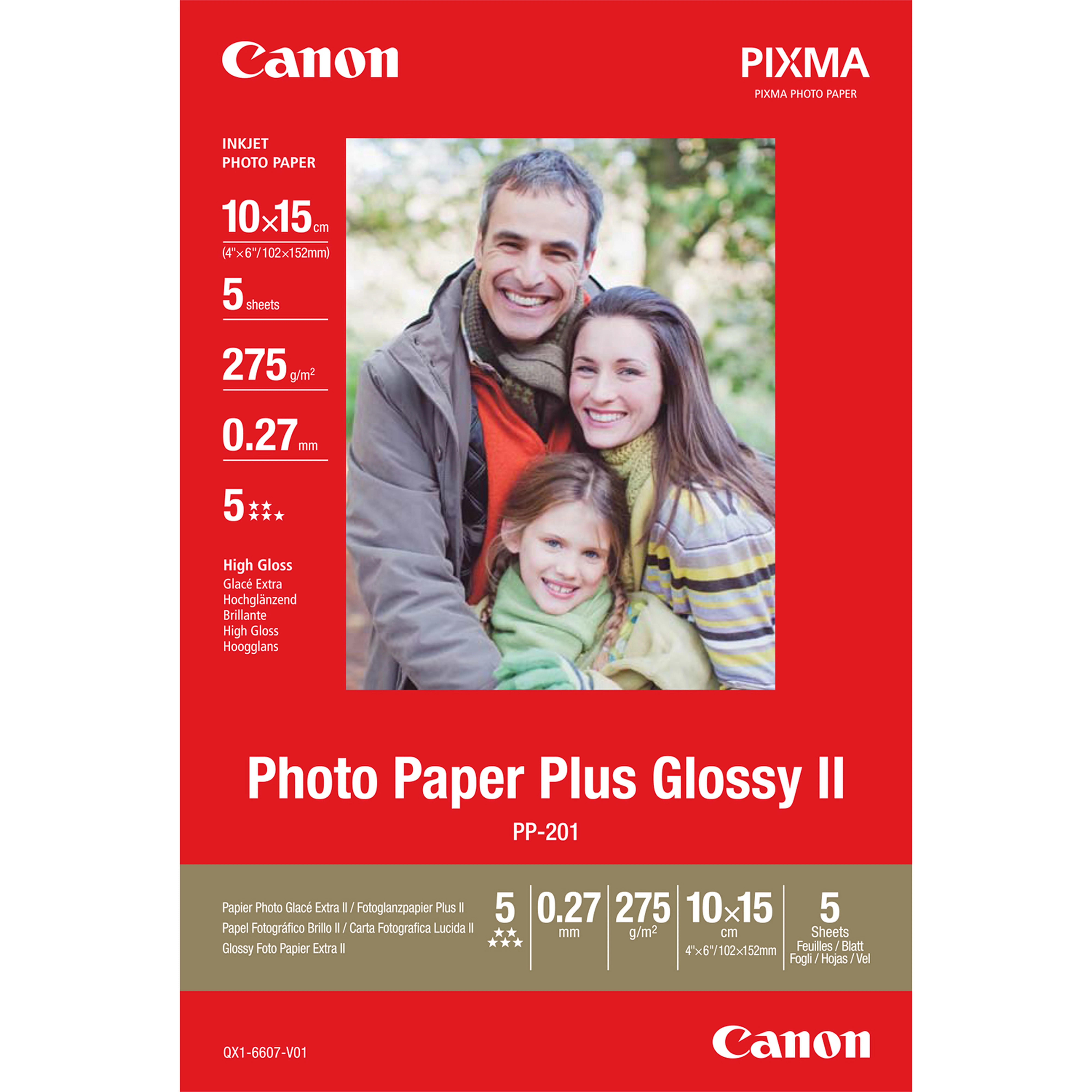 Papier photo brillant extra II 10 × 15 cm PP-201 - 5 feuilles - Canon - visuel 1