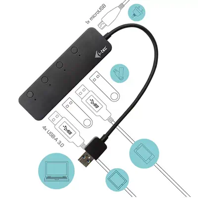 USB 3.0 Metal HUB 4 Port with individual On/Off Switches - I-Tec - Switchs et Hubs - visuel 4