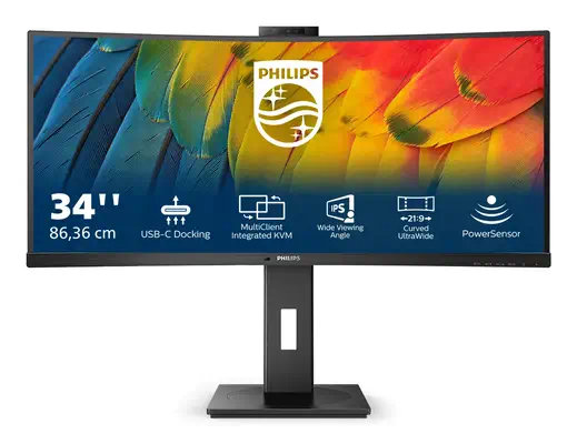 Philips 5000 series 34B1U5600CH/00 LED display 86,4 cm Philips - visuel 1 - hello RSE - Certification TÜV Eye Comfort pour la réduction de la fatigue oculaire