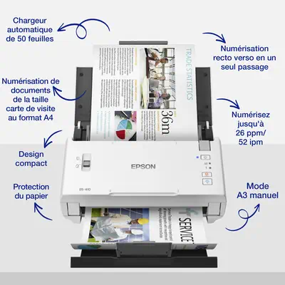 Epson WorkForce DS-410 Alimentation papier de scanner 600 x 600 DPI A4 Noir, Blanc - Scanner - visuel 3