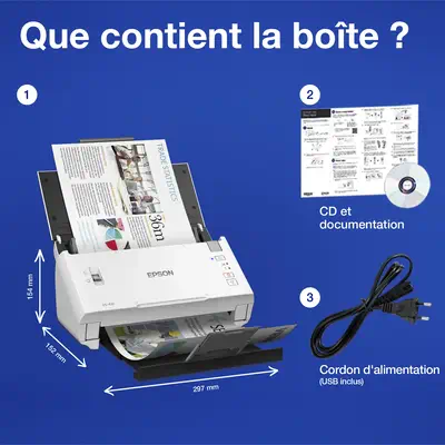 Epson WorkForce DS-410 Alimentation papier de scanner 600 x 600 DPI A4 Noir, Blanc - Scanner - visuel 2