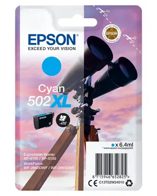 EPSON 1LB Singlepack Cyan 502XL Ink SEC w/s - Epson - Cartouches d'encre - visuel 1