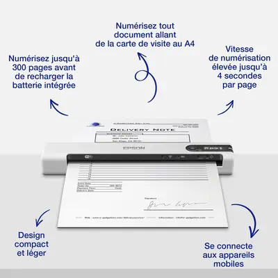 Epson WorkForce DS-80W Scanner portable 600 x 600 DPI A4 Blanc - visuel 3