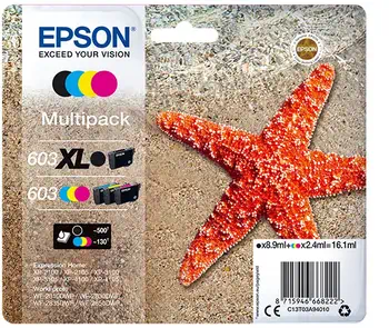 Revendeur officiel Cartouches d'encre EPSON Multipack 4-colours 603 XL Black/Std. CMY