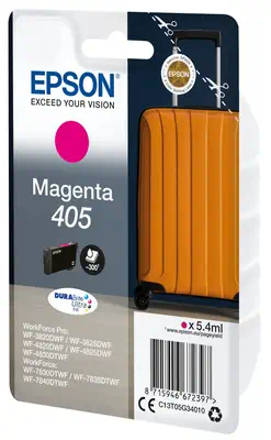 Epson Singlepack Magenta 405 DURABrite Ultra Ink Epson - visuel 1 - hello RSE - Réduisez vos coûts d'impression grâce aux cartouches d'encre très haute capacité