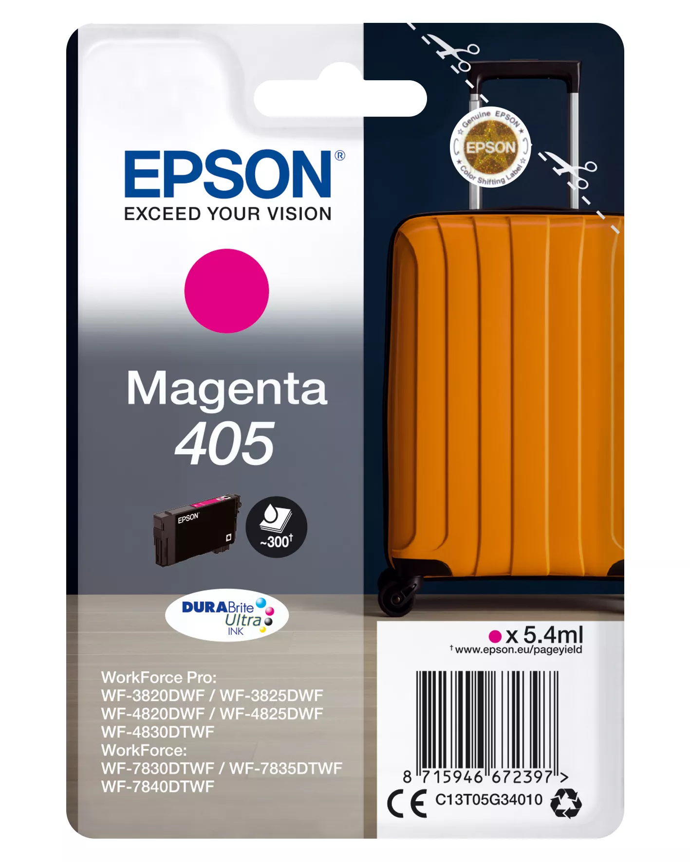 Achat EPSON Singlepack Magenta 405 DURABrite Ultra Ink et autres produits de la marque Epson