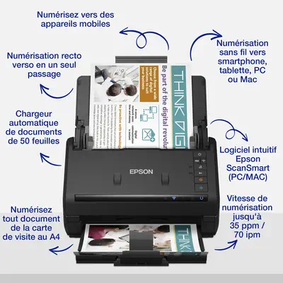 Epson WorkForce ES-500WII Alimentation papier de scanner 600 x 600 DPI A4 Noir - Scanner - visuel 6