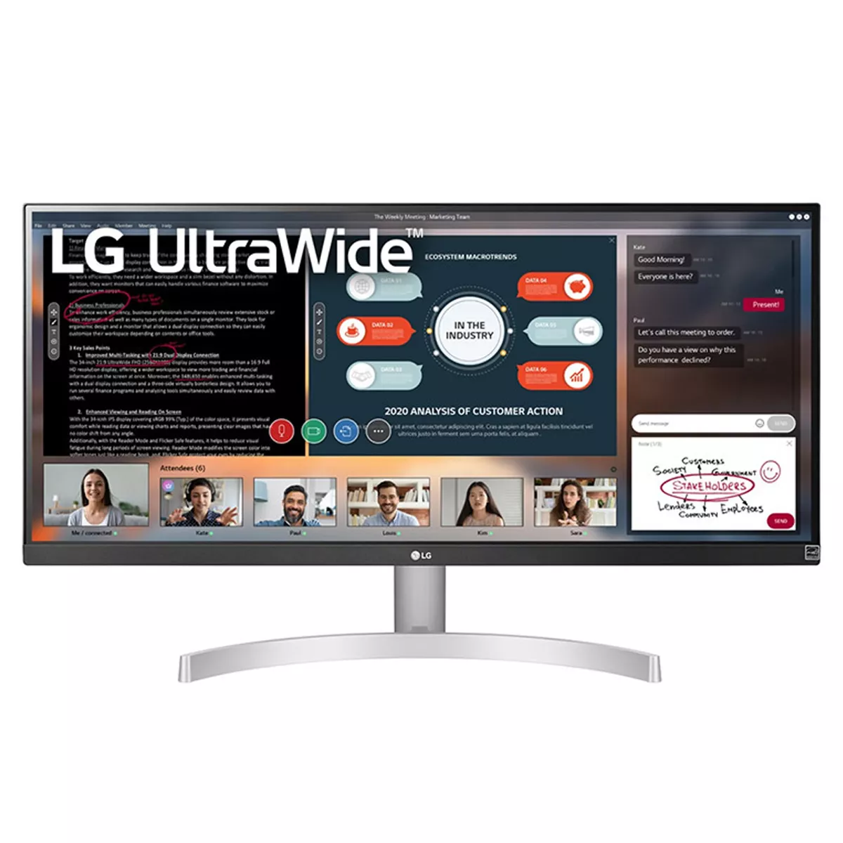 Achat LG 29WN600-W 29p IPS UltraWide FHD 21:9 250cd/m2 5ms et autres produits de la marque LG