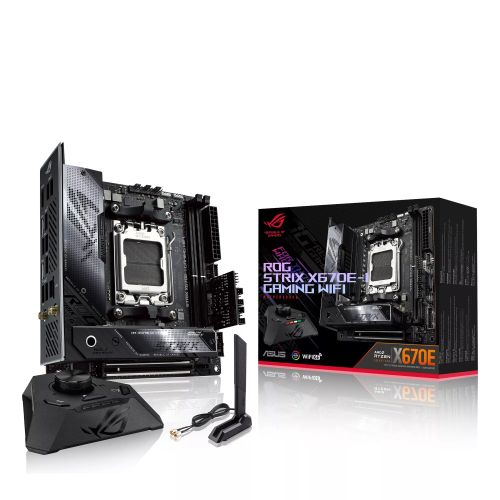 Vente ASUS ROG STRIX X670E-I GAMING WIFI AM5 mITX MB 2xDIMM DDR5 2xM.2 au meilleur prix