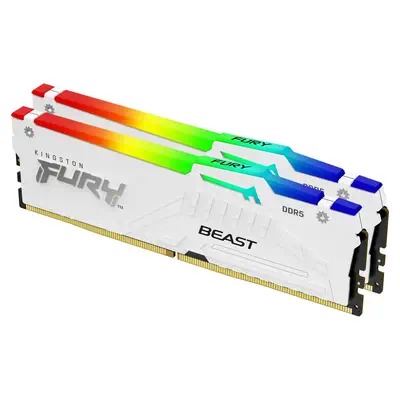 64 Go 6000 MT/s DDR5 CL36 DIMM (Kits de 2) FURY Beast White RGB EXPO - Kingston - Mémoire - visuel 1