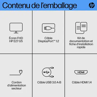 HP E27 G5 27p FHD Monitor 1920x1080 16:9 HP - visuel 1 - hello RSE - Guide de configuration ergonomique
