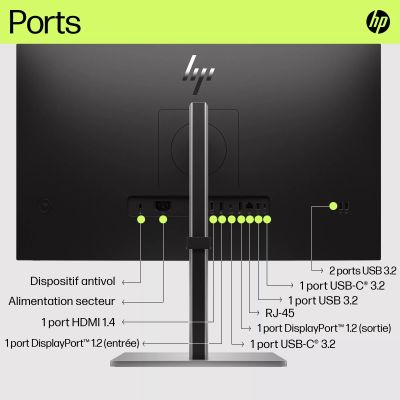 HP E27u G5 USB-C Monitor 27p QHD HDMI HP - visuel 1 - hello RSE - Plus de ports. Plus de flexibilité.