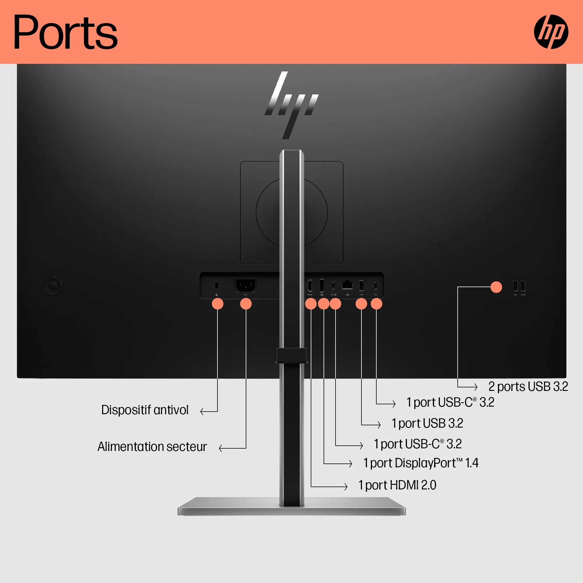 HP E32k G5 USB-C Monitor 31.5p 4K HDMI HP - visuel 1 - hello RSE - Connectivité Internet fiable