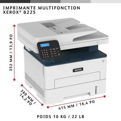 Xerox B225 copie/impression/numérisation recto verso sans fil A4, 34 ppm, PS3 PCL5e/6, chargeur auto - Multifonctions Laser - visuel 8