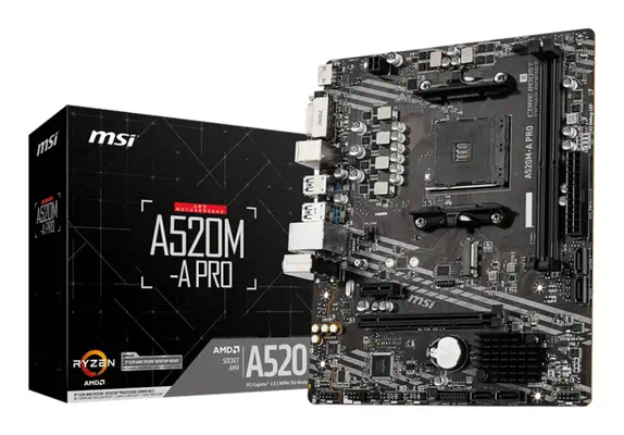 MSI A520M-A PRO carte mère AMD A520 Emplacement AM4 micro ATX - Carte mère - visuel 1