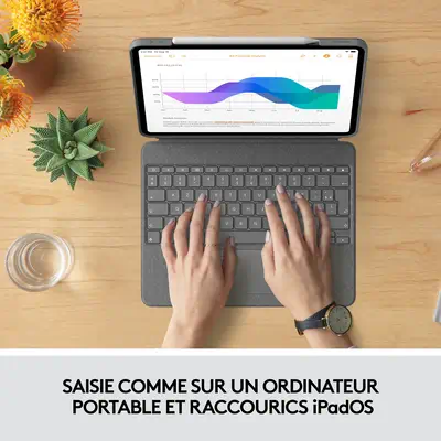 Combo Touch for iPad Pro 12.9-inch (5th generation) Logitech - visuel 1 - hello RSE - SAISISSEZ N'IMPORTE OÙ, DE JOUR COMME DE NUIT