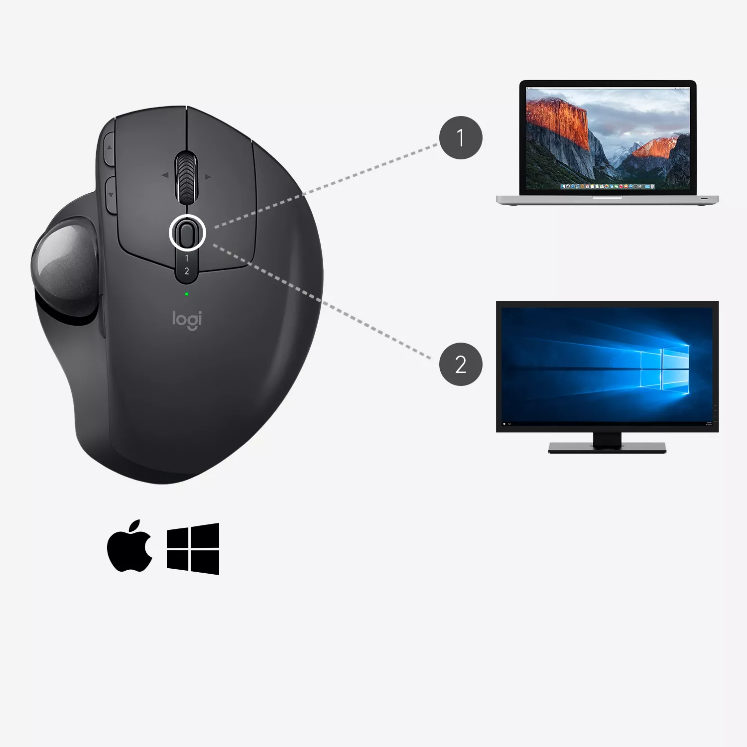 LOGITECH MX ERGO Trackball optical 8 buttons wireless Logitech - visuel 1 - hello RSE - FONCTIONNE OÙ QUE VOUS SOYEZ