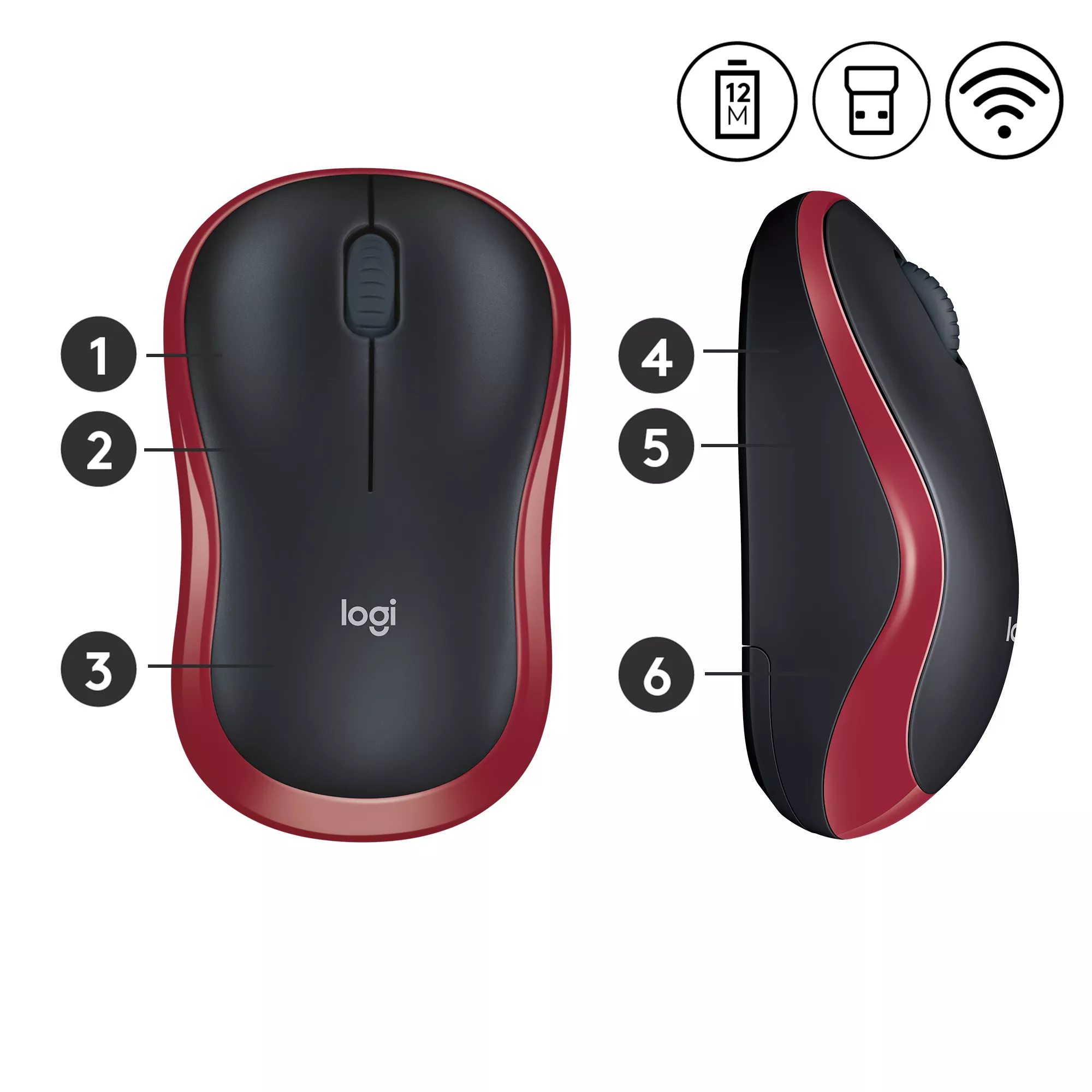 Vente LOGITECH M185 Wireless Mouse Red EER2 Logitech au meilleur prix - visuel 8
