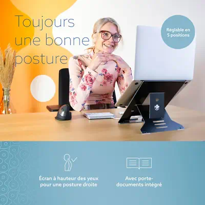 Support pour ordinateur portable R-Go Riser Document, ergonomique, pliable et réglable avec porte-do - R-Go Tools - Autre Accessoire pour portable - visuel 8