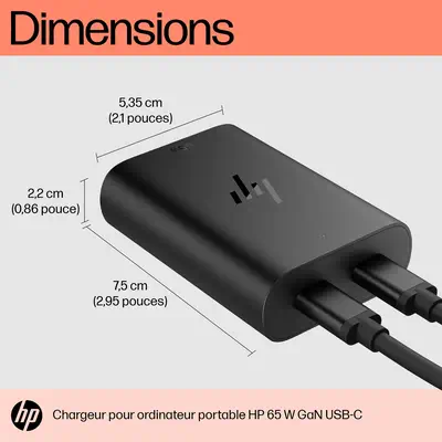 Chargeur pour ordinateur portable HP 65 W GaN HP - visuel 1 - hello RSE -