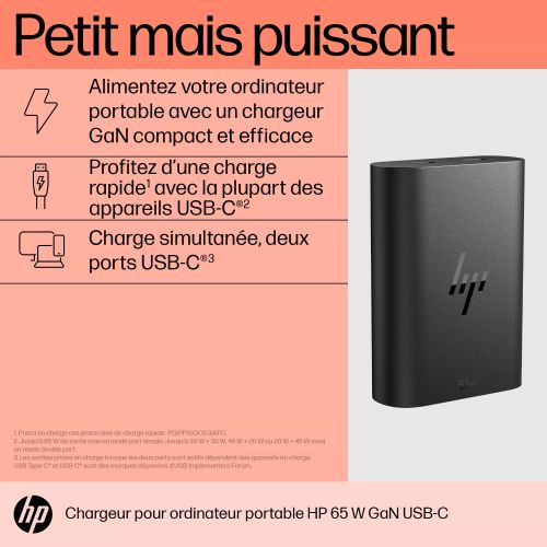 Achat HP USB-C 65W GaN Laptop Charger - 0196337695061
