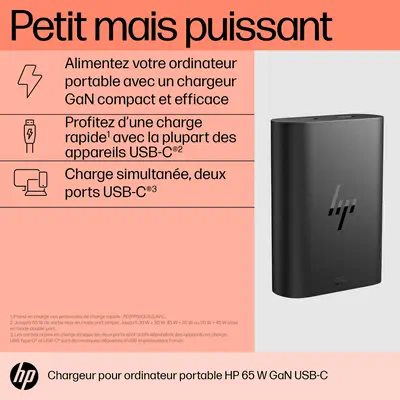 Chargeur pour ordinateur portable HP 65 W GaN USB-C - Chargeur et alimentation - visuel 10