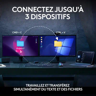 Logitech 920-011607 clavier Souris incluse Bureau RF sans fil + Bluetooth AZERTY Belge Graphite - Pack Clavier, souris - visuel 10