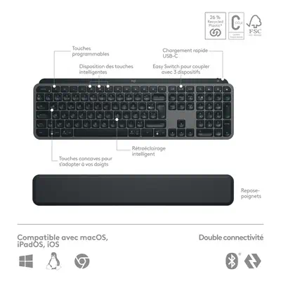 Logitech 920-011607 clavier Souris incluse Bureau RF sans fil + Bluetooth AZERTY Belge Graphite - Pack Clavier, souris - visuel 5