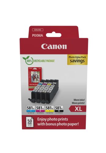 Revendeur officiel Cartouches d'encre CANON CLI-581XL Ink Cartridge BK/C/M/Y PHOTO
