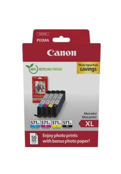 Revendeur officiel Cartouches d'encre CANON CLI-571XL Ink Cartridge C/M/Y/BK + PHOTO PACK
