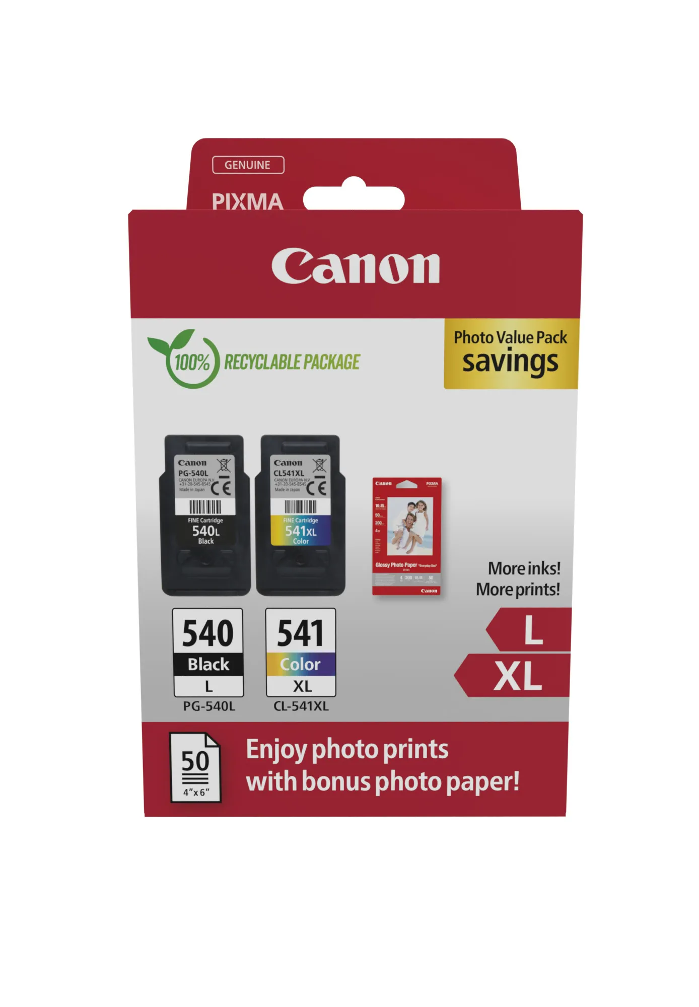Vente Cartouches d'encre CANON PHOTO PACK PG-540L/CL-541XL Ink Cartridge sur hello RSE