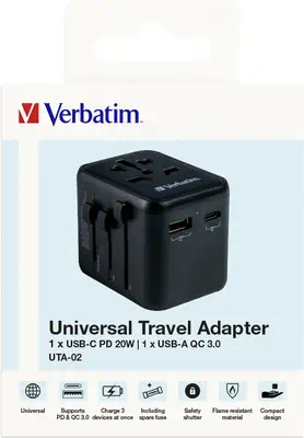 Verbatim 49544 adaptateur prise d'alimentation Universel Noir - Chargeur et alimentation - visuel 8