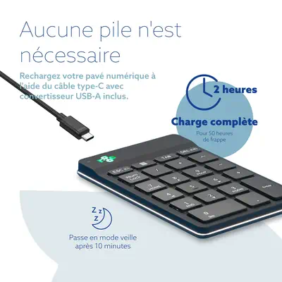 Clavier R-Go Numpad Break, clavier numérique ergonomique avec logiciel de pause, bluetooth, noir - R-Go Tools - visuel 9