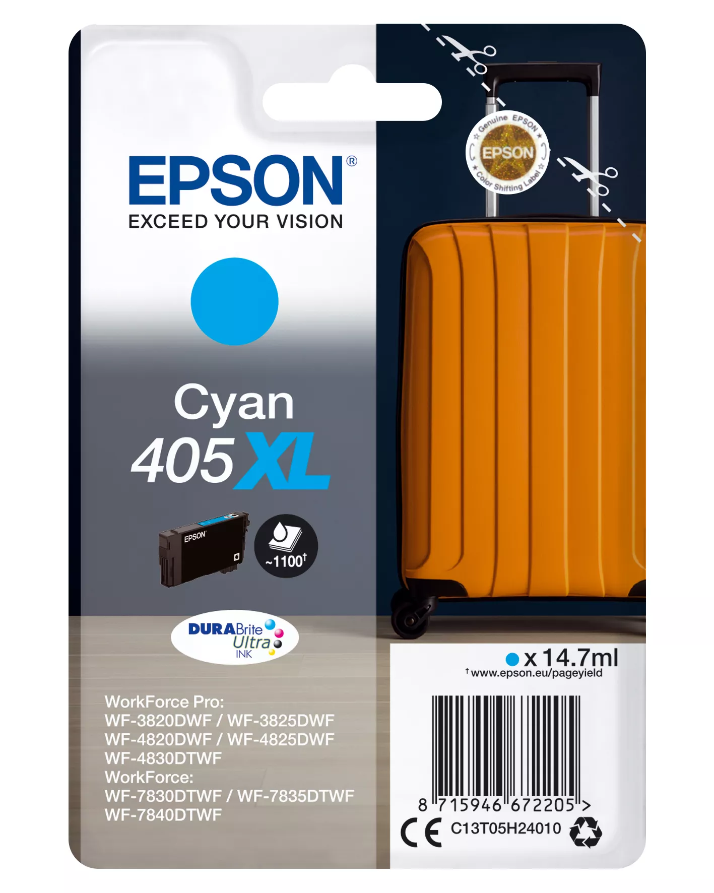 Achat Cartouches d'encre EPSON Singlepack Cyan 405XL DURABrite Ultra Ink
