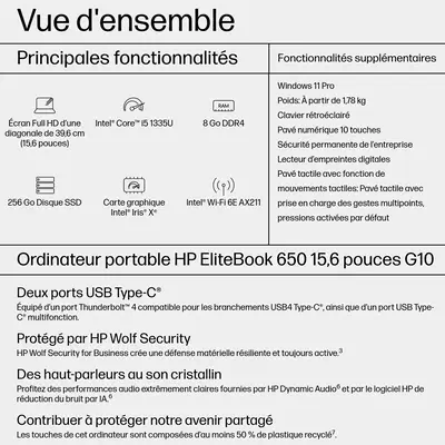 EliteBook 650 15.6 inch G10 Notebook PC HP - visuel 1 - hello RSE - Windows 11
